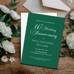 Invitation 60ème Mariage Diamond Anniversaire Élégant Script