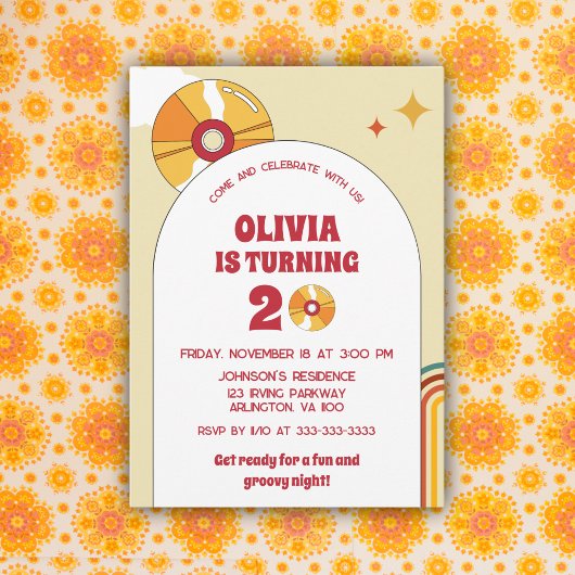 Invitation 60s Retro 20e 30e fête d'anniversaire Super pour a