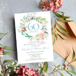 Invitation 60th Anniversary Surprise Party Roses Garland<br><div class="desc">Featuring a delicate watercolour floral greenery garland,  this chic botanical surprise party 60th wedding anniversary invitation can be personalised with your special diamond anniversary information. The reverse features a matching floral garland framing the anniversary dates in elegant white text on a diamond blue background. Designed by Thisisnotme©</div>