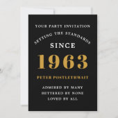 Invitation 60th Birthday 1963 Black Gold Ajouter un nom Année (Devant)