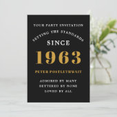 Invitation 60th Birthday 1963 Black Gold Ajouter un nom Année (Debout devant)