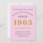 Invitation 60th Birthday 1963 Pink Grey Ajouter un nom Année (Devant)