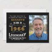 Invitation 60th Birthday 1966 Vintage Black Gold Personalized (Devant)