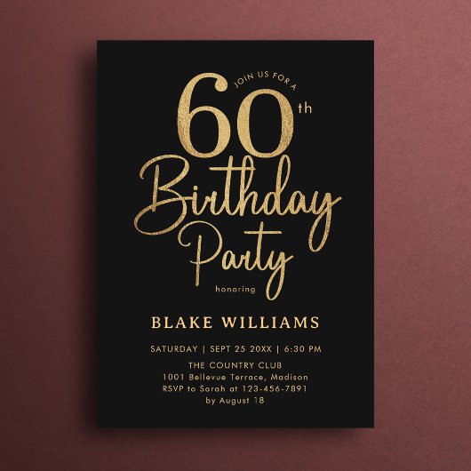 Invitation 60th Birthday Black Gold