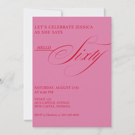Invitation 60th Birthday Caligraphy Modern Elegant (Devant)