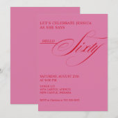 Invitation 60th Birthday Caligraphy Modern Elegant (Devant / Derrière)