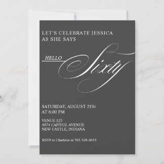 Invitation 60th Birthday Caligraphy Modern Elegant