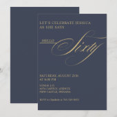 Invitation 60th Birthday Caligraphy Modern Elegant (Devant / Derrière)