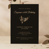 Invitation 60th Birthday Gold Music Notes Élégant
