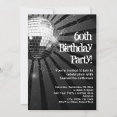 Invitation 60th Birthday Party Black Sparkle Disco Ball (Devant)