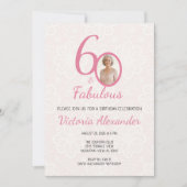Invitation 60th Birthday Pink Floral Photo Celebration (Devant)