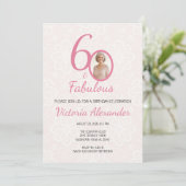 Invitation 60th Birthday Pink Floral Photo Celebration (Debout devant)