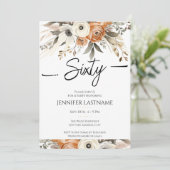 Invitation 60th Birthday Rustic Floral Fall  (Debout devant)