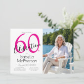 Invitation 60th Celebration Minimal Pink 60th Birthday (Debout devant)