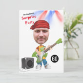 Invitation 60th Mens 🎸 🤣 Rockstar Anniversaire Guitare Funk (Debout devant)