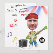 Invitation 60th Mens 🎸 🤣 Rockstar Anniversaire Guitare Funk (Devant / Derrière)