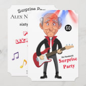 Invitation 60th Mens 🎸 🤣 Rockstar Anniversaire Guitare Funk (Devant / Derrière)
