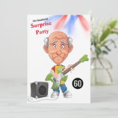 Invitation 60th Mens 🎸 🤣 Rockstar Anniversaire Guitare Funk (Debout devant)
