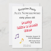 Invitation 60th Mens 🎸 🤣 Rockstar Anniversaire Guitare Funk (Dos)