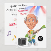 Invitation 60th Mens 🎸 🤣 Rockstar Anniversaire Guitare Funk (Devant / Derrière)