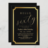 Invitation 60th Modern & Minimal Black Birthday Party (Devant / Derrière)