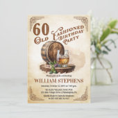 Invitation 60th Old Fashioned Whiskey Barrel Birthday Party (Debout devant)
