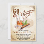 Invitation 60th Old Fashioned Whiskey Cigar Birthday Party (Devant)