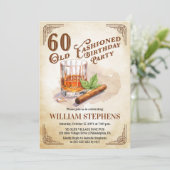 Invitation 60th Old Fashioned Whiskey Cigar Birthday Party (Debout devant)