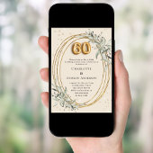 Invitation 60th wedding anniversary champagne greenery