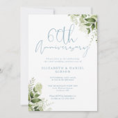 Invitation 60th Wedding Anniversary Greenery Floral (Devant)