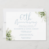 Invitation 60th Wedding Anniversary Greenery Floral (Devant)