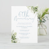 Invitation 60th Wedding Anniversary Greenery Floral Photo (Debout devant)