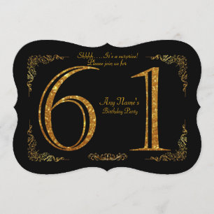 Invitation 61e, fête d'anniversaire 61e, grand Gatsby, noir &