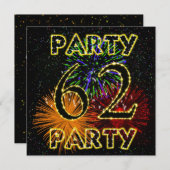 Invitation 62e anniversaire avec feu d'artifice (Devant / Derrière)