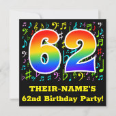 Invitation 62e anniversaire : Symboles de musique amusante, R (Devant)