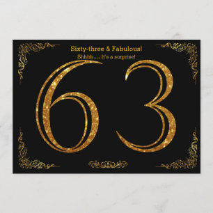 Invitation 63e fête d'anniversaire, styl Gatsby, parties scin