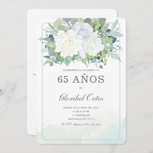 Invitation 65 Ans Femme (Devant / Derrière)