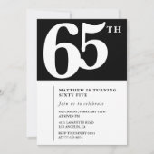 Invitation 65 ans noir Élégant Chic Simple (Devant)