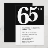 Invitation 65 ans noir Élégant Chic Simple (Devant / Derrière)