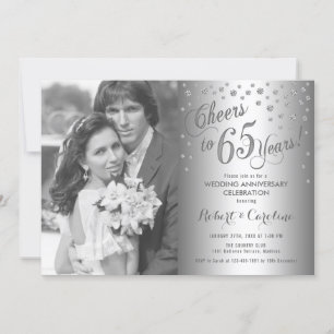 Invitation 65e anniversaire avec photo - Diamond Silver
