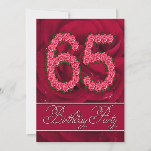 Invitation 65e anniversaire avec roses (Devant)