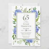 Invitation 65e anniversaire Blue Hydrangeas (Devant)
