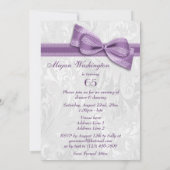 Invitation 65e anniversaire Damas et Purple Faux Bow (Dos)