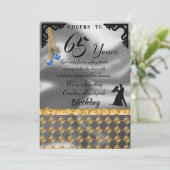 Invitation 65e Anniversaire Dance Party Silver Foil, Coeur Bl (Debout devant)