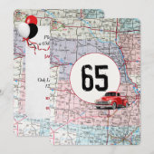 Invitation 65e Anniversaire de la fête Camion rouge Retro (Devant / Derrière)