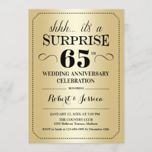 Invitation 65e anniversaire de la surprise - Noir d'or