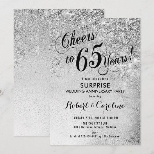Invitation 65e anniversaire de mariage - Argent (Devant / Derrière)