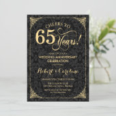 Invitation 65e anniversaire de mariage - Damask noir or (Debout devant)