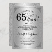 Invitation 65e anniversaire de mariage - Damassé noir argent (Devant / Derrière)