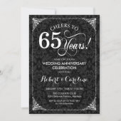 Invitation 65e anniversaire de mariage - Damassé noir et blan (Devant)
